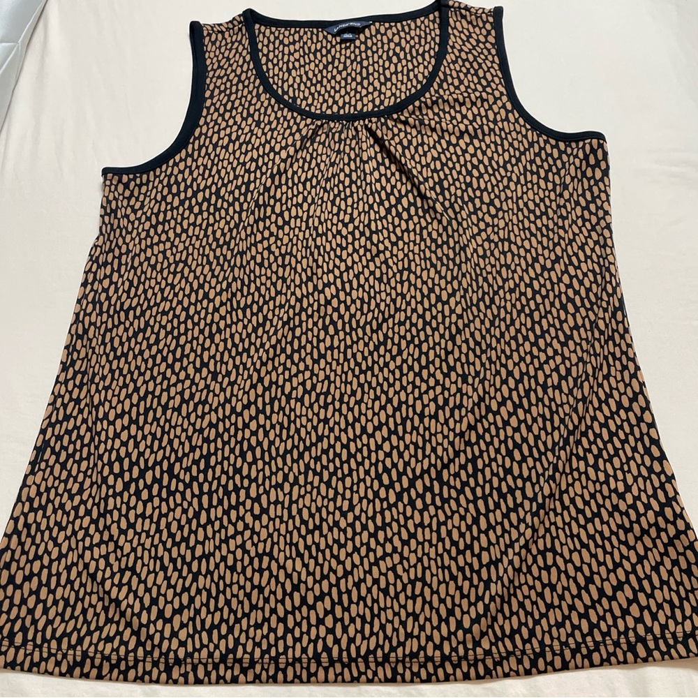 Lands' End Black and Tan Patterned Tank‎ Top